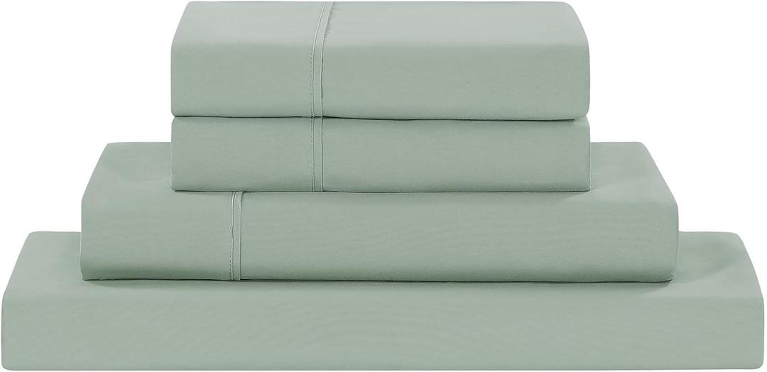 Modern Threads Soft Microfiber Solid Sheets - Luxurious Microfiber Bed Sheets - Includes Flat Sheet, Fitted Sheet with Deep Pockets, & Pillowcases Seafoam Queen (14 Sea Green)