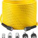 Tool Daily Pressure Washer Hose 50 FT X 1/4", Power Washer Replacement Extension Hose with M22 14mm Fitting, Kink Resistant,3/8" Quick Connect Kit For Gas & Electric Pressure Washer, 3600 PSI