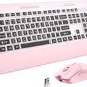 KOPJIPPOM Silent Wireless Keyboard and Mouse Combo Keyboard with Large Print Cover, 2.4GHz Full-Sized Ergonomic Keyboard with Wrist Rest and Mouse for Laptop, PC, Notebook, Desktop
