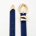 Fashion Waist Belt with Gold Buckle Women's Belts for Jeans Stylish Leather Belts for Women (Blue, S)