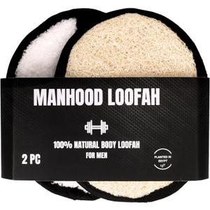Rugged Natural Shower Loofah for Men - Tough Eco-Friendly Exfoliating Body Scrubbers, Durable & Gentle Terry Towel Cloth pad for Manly Skin Care - Lufas, Luffa, Loufas Sponges
