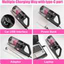 Viewsun Car Vacuum Cordless Rechargeable, 8000PA High Power Handheld Vacuum Cleaner with 17PCS Car Cleaning Kit, Pink Auto Accessories for Women Gift