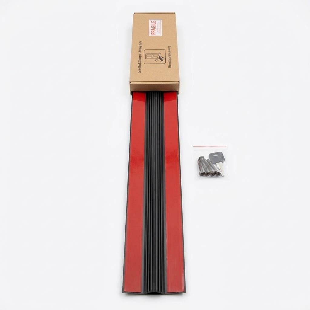 Door Draft Stopper, 36 Length Cuttable Weather Stripping Door Seal, Strong Adhesive Door Sweep for Exterior and Interior Doors