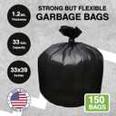 Top Knot Bags 33 Gallon Garbage Trash Bag 33X39" 1.2 Mil Black 150 Count Can Liner Bulk 30 Gallon 31 Gallon 32 Gallon 34 Gallon 35 Gallon Made in USA