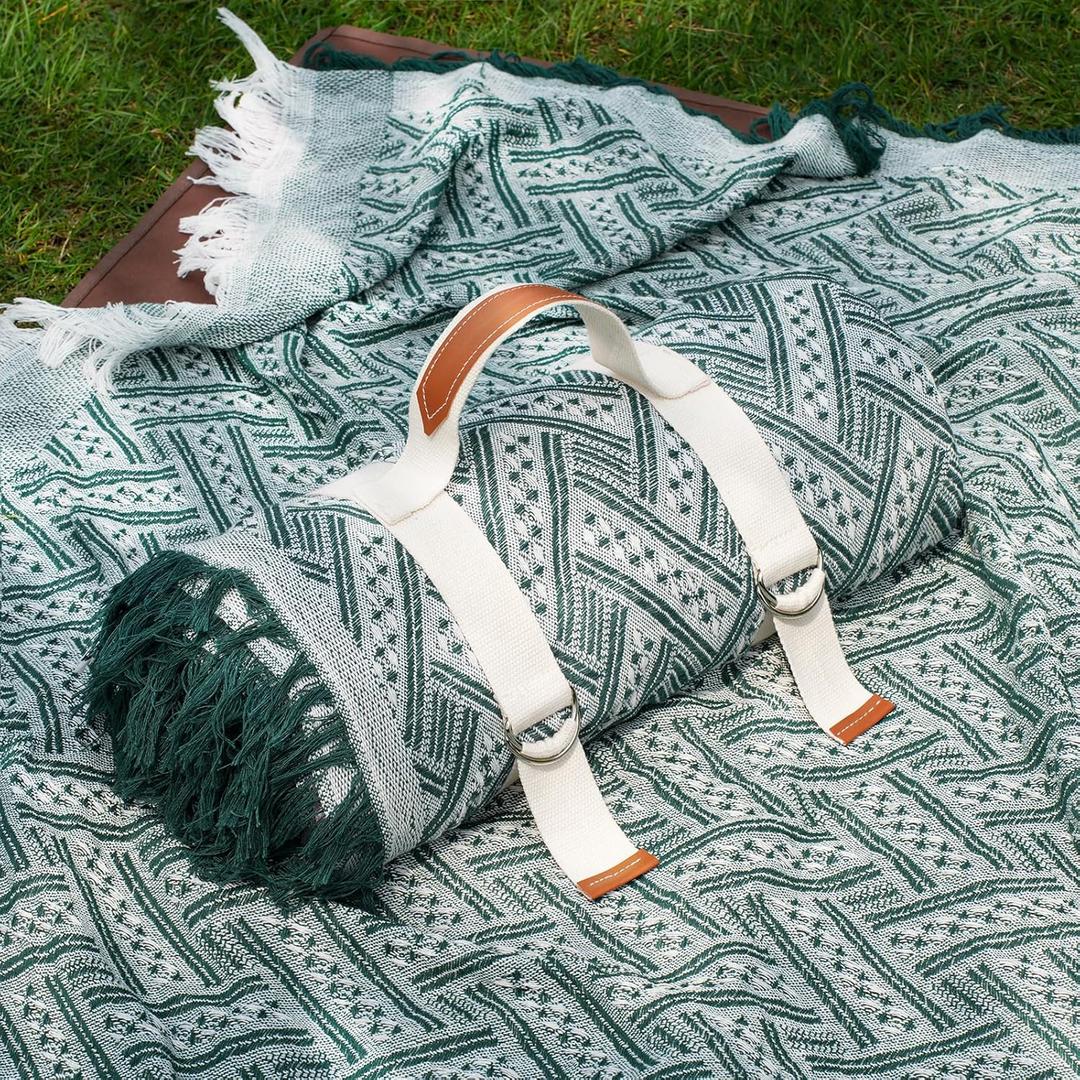 Genovega 2 in 1 Extra Large 80"* 80" Rug Picnic Waterproof Outdoor Beach Blanket Foldable Camping Mat Summer Camp Equipment HoneymoonStuff Hawaii Essentials Hunting Accessories Car Set Women Gifts (Green)