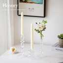 Hewory Glass Candlestick Holders: Clear Glass Taper Candle Holders Set of 3 Vintage Candle Stick Candle Holder, Colorful Glass Candle Holders for Table Centerpiece, Wedding, Dinner, Party, Home Decor