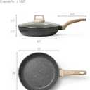 CAROTE Non Stick Frying Pan Skillet, Nonstick Granite Fry Pan with Glass Lid, Egg Pan Omelet Pans, Stone Cookware Chef's Pan, PFOA Free (Classic Granite, 10-Inch)