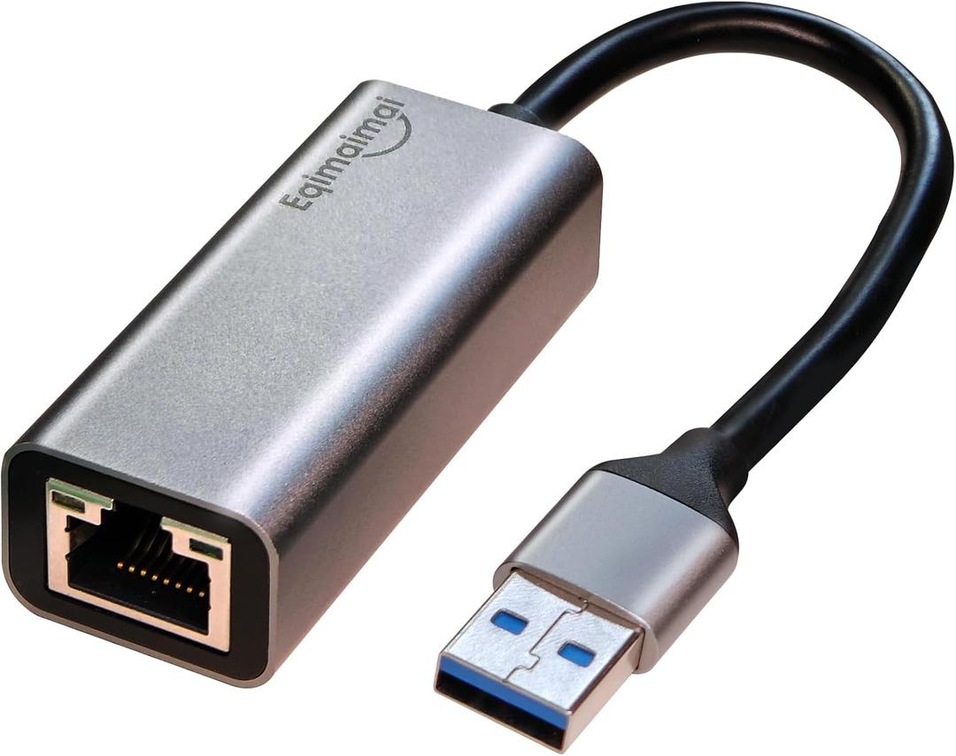 USB A to ethernet AdapterUSB 3.0 Gigabit to ethernet Adapter Compatibility 100/1000MBPS,Compatible with Windows, Mac OS, Linux, PC, Laptops, and More, USBA TO RJ45