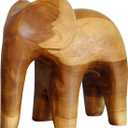 Elephant Teak Sculpture Cute Elephant Figurines Home Dcor Good Luck Elephant for Shelf Good Gifts for Women Elephant Lovers Decoration for Living Room, Bedroom, Office 7.5" x 3.5" x 7.1"
