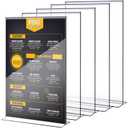 Shellwei 4 Pcs 11 x 14'' Acrylic Sign Holder Clear Acrylic Picture Frame Vertical Table Top Frame with Stand Double Sided T Shape Flyer Holder for Paper Menu Photo Restaurant Office Home