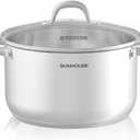SUNHOUSE 8 Quart Stock Pot with Lid - 3-Ply Bottom Stainless Steel Pasta Cooking Canning Dutch Oven Pot - Induction Compatible for All Stovetops - Dishwasher Safe & Oven Safe