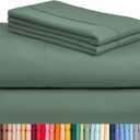 LuxClub 4 PC California King Sheet Set, Breathable Luxury Bed Sheets, Deep Pockets 18" Wrinkle Free Cooling Sheets Machine Washable Hotel Bedding Silky Soft - Tree Moss Green Cal King