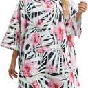 Surf Poncho Hooded Towel for Adults Quick Dry Beach Changing Robe with Pockets, Unisex Swim Cover-Up, Flower Bath Towel for Surfers & Swimmer Gifts (40"L x 30"W)