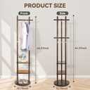 Wood Coat Rack Freestanding Rotary Coat tree with 3 Shelves and 5 Hooks