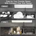 MAJALiS Gold Dish Drying Rack Over The Sink with Utensil Holder, Mat (For 11.5"-16" W Sink with Cup Holder)