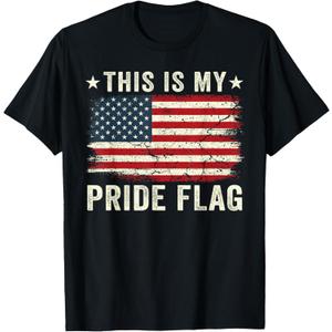 This is My Pride Flag USA American 4th of July Patriotic T-Shirt (Black, L)