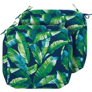 Magpie Fabrics Patio Cushion Covers Set of 2(Replacement Cover only, No Insert!), Waterproof Indoor Ourdoor Deep Seat Chair Cushion Slipcover with Ties(22x20x4 Inch, Green Lagoon Leaves)