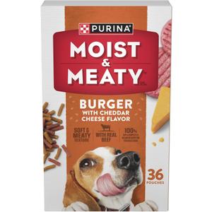 Purina Moist and Meaty Burger With Cheddar Cheese Flavor Dry Soft Dog Food Pouches - 36 ct. Pouch (13.5 Pound (Pack of 1))