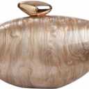 Shell Shape Acrylic Clutch Trendy Metallic Acrylic Evening Bag Shiny Egg Purses and Handbags for Women Wedding Party (Coffee)