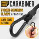 Bungee Cords with Carabiner Hooks, 12 Inch Small Short Resistant Bungee Cords with Hooks, Black, 6 Pack for Multiple securing Options