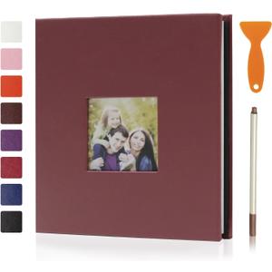 RECUTMS Large Photo Album Self Adhesive Scrapbook Album for Wedding/Family/Couples, Linen Cover 40 Pages Magnetic Photo Book DIY Gift for Christmas Day Baby Growth (Brown)