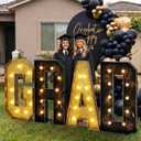 2026 Graduation Decorations 4 FT Grad Marquee Letter Large Class of 2026 Light up Sign Graduation Party Decor for Kindergarten Preschool High School College Pre-cut Foam Board(Black & Gold)