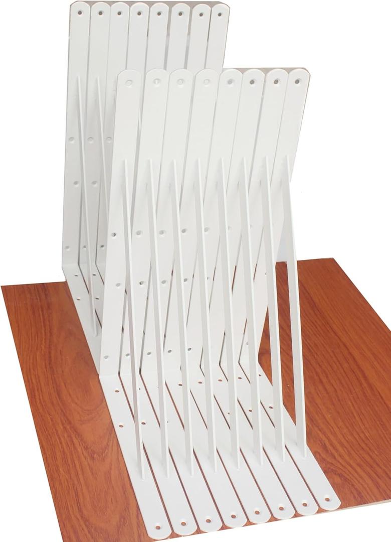 16 Pack L18 x H 12" White Heavy Duty Shelf Brackets with Screws Metal Shelf Brackets Shelf Support Angle Brackets for Shelves L Brackets Heavy Duty Floating Shelf