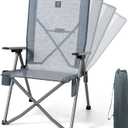 EVER ADVANCED Reclining Camping Chairs for Adult Supports 350lbs Mesh Grey | Lightweight, Portable Compact Folding Chair with High Back, 4-Level Recliner Chairs, Lawn Chair for Patio Balcony
