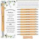 Yeaqee 50 Sets Greenery Baby Shower Pen Gifts for Guest Greenery Woodland Baby Shower Favors Retractable Pens Bamboo Pens Gender Reveal Greeting Cards Souvenirs Prizes