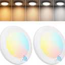 TORCHSTAR 6 Inch 5CCT LED Motion Sensor Ceiling Light, 1/5/10Mins, CRI90, UL & ES, Aluminum Disk Light, 15W Flush Mount Fixture for Closet, Recessed Can & J-Box Wired, Pack of 2