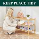 Smiry Bamboo Shoe Rack 3-Tier, Stackable Wooden Shoe Organizer for Entryway & Closet, Free Standing Wood Shoe Storage Shelf for Front Door & Small Spaces, Natural