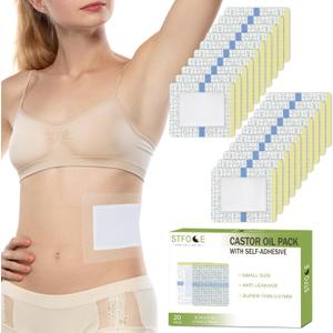 2 x 20pcs Castor Oil Pack Wrap, Transparent Film Castor Oil Pack, No Irritation, Self-Adhesive, No Leakage, Portable, for Home and Travel 6.7"x5.1" (1 Count (Pack of 20))