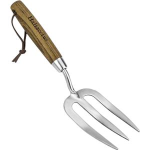 Garden Hand Fork, Hand Weeding Fork with Sharp Tine for Easy Uprooting Large Weeds, Stainless Steel Garden Fork, Comfortable Grip Wood Handle Hand Fork for Fast Weeding, Loosening Soil and Composting