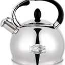 SUSTEAS Stove Top Whistling Tea Kettle - Food Grade Stainless Steel Teakettle Teapot with Cool Touch Ergonomic Handle, With 1 Silicone Pinch Mitt Included,2.64 Quart(SILVER)
