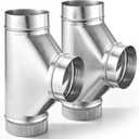 Shimeyao 2 Pieces Furnace Pipe Entire Flow Tee 5" x 5" x 5" Dia. Galvanized 90 Deg Joint for HVAC Branch Connection Kitchen Exhaust Outdoor Drainage DIY Installers