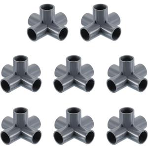 uxcell 1/2" PVC Fittings, 6 Pcs 5 Way Elbow Connector Elbow PVC Furniture Fittings Corner Fitting for Water Supplies PVC Furniture DIY Shelf Greenhouse Tent Connection, Grey (0.5 Inch)