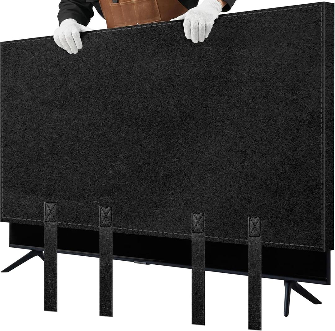 TV Cover for Moving, Fits to 60"- 65" Flat Screen TV Moving Cover, Dustproof Felt TV Screen Covers, Anti-Scratch TV Bags for Moving with Bottom Strap for House Moving, Home Renovation (S)