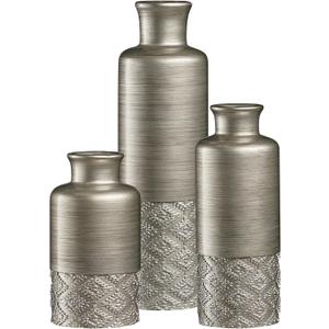 Creative Scents Dublin Silver Vases - Set of 3 Vases for Flowers, Decorative Vases, Farmhouse Decor, Premium Décor, Centerpiece Table Decorations for Your Kitchen, Bedroom, Office, Living Room