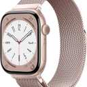 Original Milanese Loop Band Compatible with Apple Watch 38mm 40mm 41mm 42mm 44mm 45mm 46mm 49mm - Women & Men Magnetic Closure Adjustable Metal Strap for iWatch Series 11 10 9 8 7 6 5 4 SE2 3 Ultra2 3 (Rose Gold)