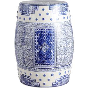 JONATHAN Y TBL1003A Acanthus 17.8" Chinoiserie Ceramic Drum Indoor/Outdoor Garden Stool, Bohemian, Coastal, Classic, Cottage, French Country, Traditional, Living Room, Garden Room, Patio, Blue/White