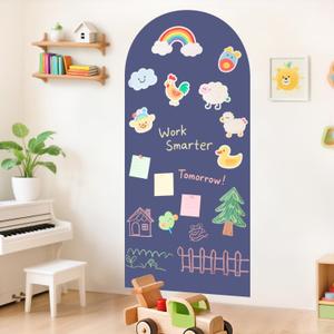 Arch Magnetic Wall Decal 39.3x17.5 Inch Magnetic Chalk Board Sticker Magnet Chalkboard for Wall Peel and Stick Self Adhesive Blackboard Multifunctional for Playroom Home Office (Dusty Blue)