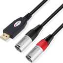 USB to XLR Audio Cable, USB-A to Dual XLR Male Output Cord, PC to Stereo Audio Cable Converter for Amplifier, Speaker, etc 10Ft