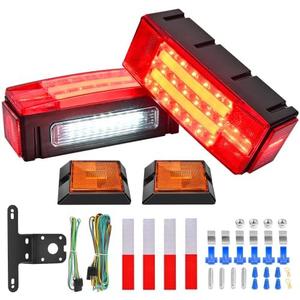 Nilight 2PCS Rectangular LED Trailer Light Kit with Halo Glow Submersible LED Stop Turn Tail Side Marker Clearance License Light for 12V Trailer Boat Camper RV Trucks Snowmobile (TL-40)