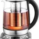 Mecity Electric Tea Kettle Borosilicate Glass Tea Maker With Temperature Control and Infuser - LCD Display and Preset Brewing Programs - 1.7 Liter Water Boiler (1.8 Quarts)