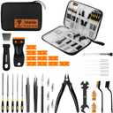 3D Printer Tools Kit, 34pcs 3D Printer Accessories for All FDM/SLA Printers Includes Nozzle Cleaning, Removal Scrapers, Finishing Tools, 5 Types of Files,Brushes, Wire Cutter, Engraving Knife
