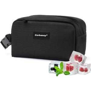 Freezable Lunch Bag,Freezable Snack Bag,Mini Cooler Bag for Travel/Work/School,Small Insulated Bag,Small Cooler Lunch Box with Ice Packs,Insulated Snack Bag,Freezable Snack Box with Handle Buckle (black-1)