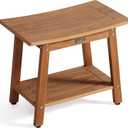 KaimuBench Large HDPS Shower Bench Seat, Waterproof Shower Stool for Inside, Bath Chair Seat for Shaving Legs, Spa Foot Rest with Adjustable Feet, No Maintenance, Indoor/Outdoor Use, Brown