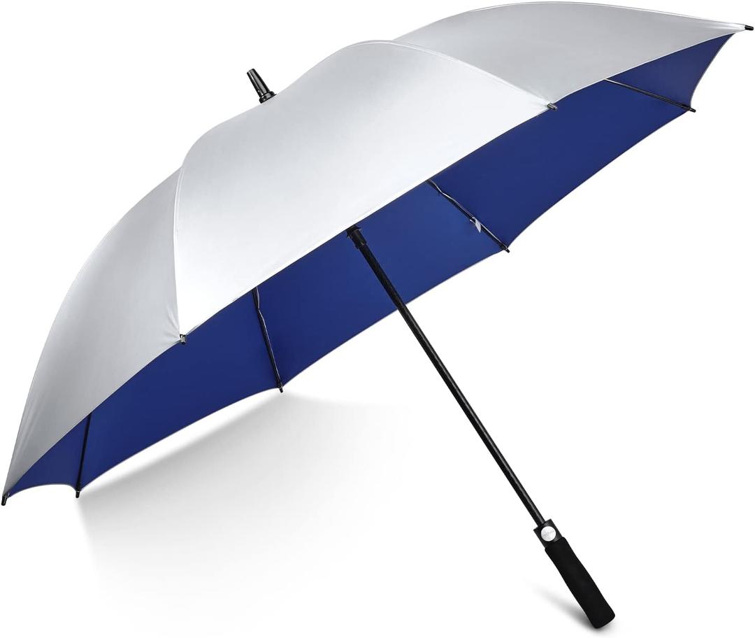 G4Free 54/62 Inch Windproof UV Protection Golf Umbrella Extra Large Silver Coated Automatic Open Stick Long Umbrella