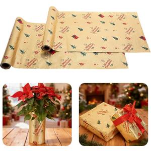 2 x Adnee 2 Roll 10 Yard Floral Foil Plant Pot Covers, Matte Texture Christmas Plant Pot Foil with Patterns, Golden Floral Pot Wrapping Paper for Christmas Home Flower Pot DIY decor