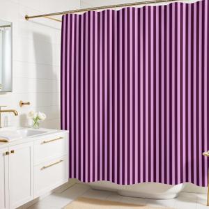 Striped Shower Curtain - Plum and Pink Stripes - Modern Coloruful Home Decor - Fabric Shower Curtain for Any Bathroom - 72x72 Inches (Plum/Pink Stripes)